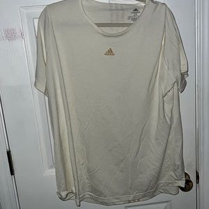 Off white cream tee with tan stripes